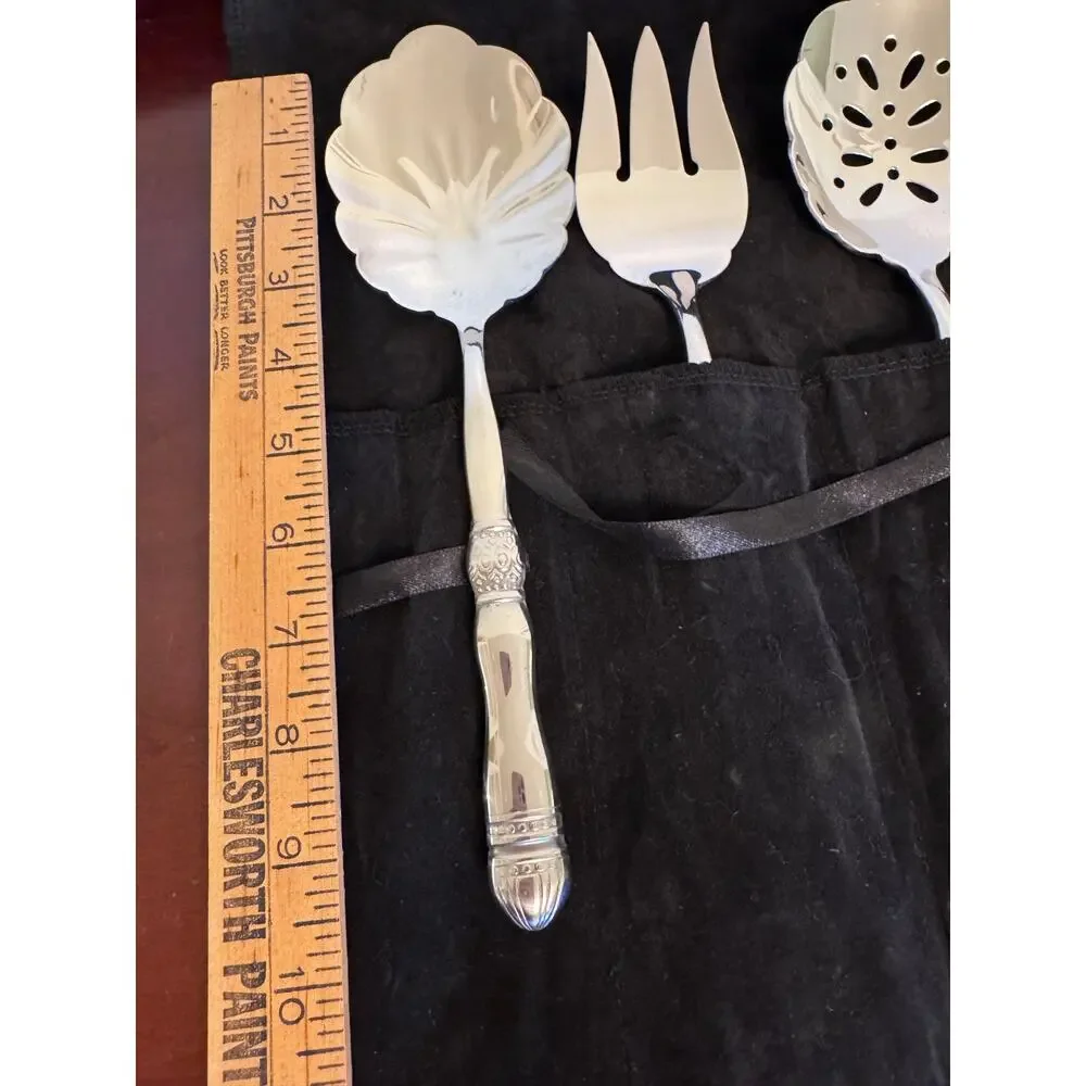 Vintage Southern Living Silverplate Salad Serving Set w Velvet Roll Case